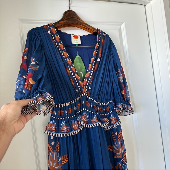 Farm Rio Blue Nature Beauty Short Sleeve Maxi Dress - Picture 2 of 10